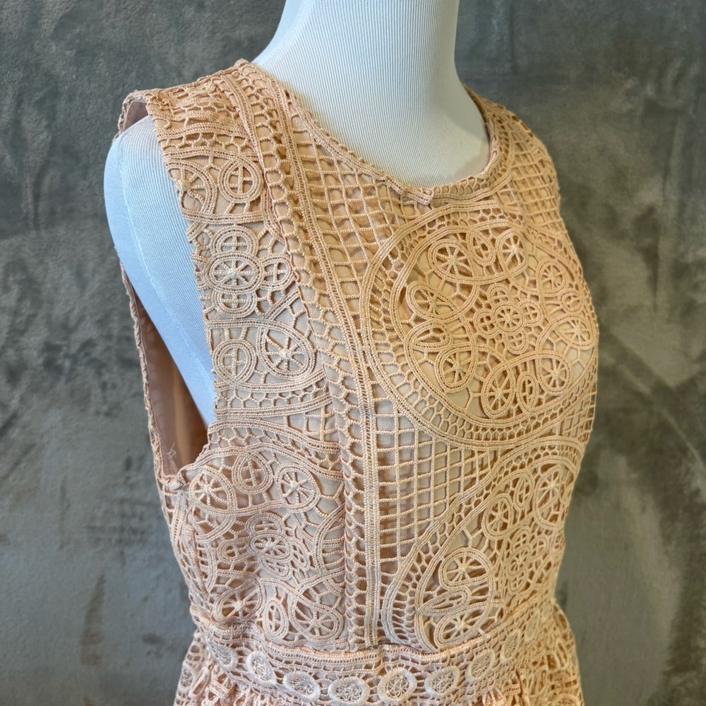 Miami Boho Bohemian Feminine Lace Midi Dress Sz L - Picture 3 of 12